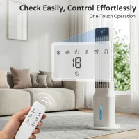 HOMCOM Przenośny klimatyzator, 3-w-1 klimatyzator parowy z 9-litrowym zbiornikiem na wodę, oscylacja 48°, 3 prędkości, 3 tryby, biały(m-8)