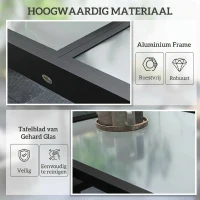 Outsunny Uitschuifbare Tuintafel voor Buiten, Weerbestendige Uitbreidbare Buffettafel, 160 cm × 80 cm × 75 cm, Zwart(m-6)