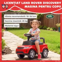 AIYAPLAY Mașinuță pentru Copii Licență Land Rover cu Claxon și Spațiu de Depozitare, 65.5x28x42 cm, Roșu(m-4)