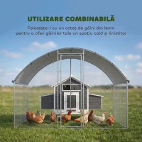 PawHut Adăpost și Țarc pentru Găini de Exterior, din Oțel, 2,8x1,7x1,9m, Argintiu(m-8)