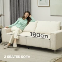 Sofa 3-osobowe, z podłokietnikami, poduszki, kremowe(m-4)