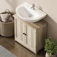 HOMCOM Unterschrank für Waschbecken, Badezimmerschrank mit 2 Türen, verstellbares Fach, feuchtigkeitsbeständig, 60 x 30 x 60 cm, Grau(m-4)