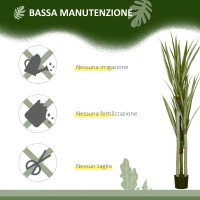 HOMCOM Pianta Artificiale di Yucca da 190 cm con 39 Foglie in Vaso Contenitore di PEVA e Cemento(m-6)