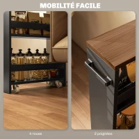 HOMCOM Storage trolley on wheels 3 storage levels and handle, dim. 51.5l x 13P x 80H cm(m-5)