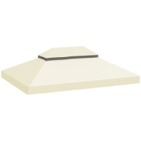 Outsunny Gazebo Canopy Replacement, 2-Tier UPF30+ Protection, Drainage Holes, 4 x 3 m, cream