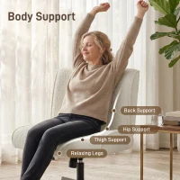 HOMCOM Fauteuil d'appoint pivotant, Fauteuil lounge rembourré effet velours avec réglage de la hauteur pour salon, bureau, Blanc crème(m-4)