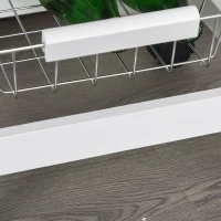 HOMCOM Multi-storage Service Cart on Wheels, 4 Metal Baskets + Drawer, Pine Wood, 37 x 37 x 82 cm, White(m-7)