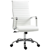 Vinsetto Fotel biurowy, krzesło biurowe, obrotowe, krzesło do gier z funkcją przechylania, z regulacją wysokości, wyściełany, ergonomiczny, skóra PU,  pianka, biały 54 x 62 x 114 cm