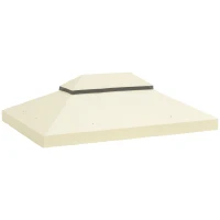 Outsunny Gazebo Canopy Replacement, 2-Tier UPF30+ Protection, Drainage Holes, 4 x 3 m, cream(m-10)