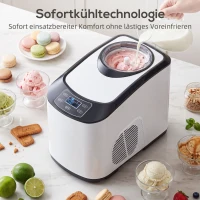 HOMCOM Eismaschine ohne Vorfrieren mit eingebautem Kompressor, 1,5L, Weiß(m-4)