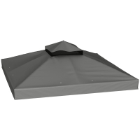 Outsunny Gazebo Canopy 3 x 3 m Replacement 2-Tier Canopy UPF30+ Drainage Holes Dark Gray