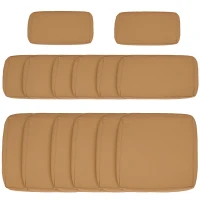 Outsunny Set of 14 Replacement Cushion Covers for Garden Sofa - 6 Seat Cushion Covers, 8 Back Cushion Covers - Brown(m-10)