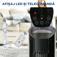 HOMCOM, Ventilator de Turn, 3 Funcții și 3 Viteze, Plastic PP, 20 x 20 x 78,5 cmm, Negru(m-4)