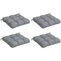 Outsunny Set of 4 garden chair cushions, Tufted outdoor cushions, dim. 48L x 48l cm Gray(m-10)
