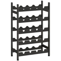 HOMCOM Wine Rack Freestanding Industrial Liquor Cabinet 5-Tier 20 Bottles Bar Stand with Adjustable Feet, Black(m-1)