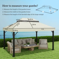 Outsunny Gazebo Canopy Replacement, 2-Tier UPF30+ Protection, Drainage Holes, 4 x 3 m, cream(m-3)