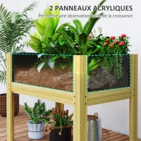 Outsunny Raised Planter on Legs, Raised Garden Bed with Acrylic Panels and Drainage Holes, 75 x 46 x 60.5 cm, Natural(m-5)