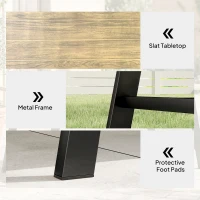 Outsunny Stolik zewnętrzny, prostokątny metalowy stolik pomocniczy z blatem imitującym drewno, 100 x 55 cm, brązowy(m-5)