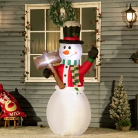 Outsunny Dekoracja Bożonarodzeniowa, Bałwanek z Tabliczką, nadmuchiwany, duży, w zestawie z dmuchawą, 103 długość x 70 szerokość x 180 wysokość cm(m-2)