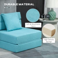 HOMCOM Szezlong do spania relaksacyjny, łóżko dla gości. Zdejmowany pokrowiec 70 cm x 70 cm x 61 cm, Jasnoniebieski(m-5)