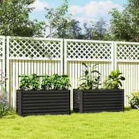 Outsunny Set of 2 Square Raised Garden Beds Galvanized Steel Frame Open Bottom 120 x 60 x 60 cm Dark Gray(m-2)