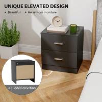 HOMCOM Modern Bedside Table, Beside Cabinet with 2 Drawers, for Bedroom, Living Room, Black(m-6)