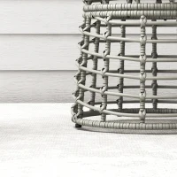 Outsunny Garden coffee table, round outdoor side table in rattan-effect resin & steel with composite top Ø45 x 50 cm gray(m-7)