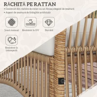 Outsunny Set de Grădină din Ratan, 4 Piese, cu 2 Fotolii, Canapea și Măsuță de Cafea, Natural și Negru(m-5)