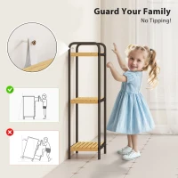 HOMCOM 3-Tier Bamboo Bathroom Storage Shelf, Freestanding Narrow Shelving Unit with Slatted Shelves for Kitchen Bathroom Living Room, 41.5 x 21.5 x 77.5 cm, Natural and Black(m-7)