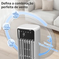 HOMCOM Ventilador Evaporativo de Torre 3 em 1 com Depósito de 9 L Oscilação 48° 3 Velocidades 3 Modos Temporizador Branco(m-6)