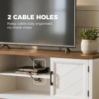 HOMCOM Mobile TV con 2 ante e 2 scomparti aperti fino a 106,7 cm, 140x35x51 cm, bianco e marrone(m-4)