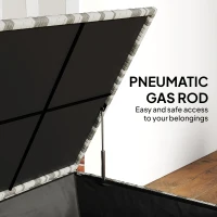 Outsunny 650L Garden Storage Box with 2 Wheels, Rattan Deck Box with Waterproof Zipped Liner, Safe Pneumatic Rods, Mixed Grey(m-7)