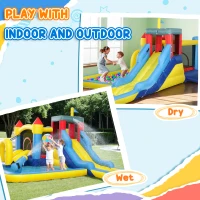 AIYAPLAY Inflatable Bouncy Castle, Kids Water Bounce House 6 in 1 with 550W Blower, 2 Slides for Garden, Party, Outdoor Indoor(m-4)