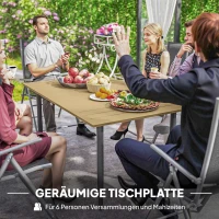 Outsunny Gartentisch 150x90cm, Wetterfest Balkontisch aus Stahl, Balkontisch mit Schirmloch Braun(m-4)