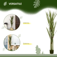 HOMCOM Pianta Artificiale di Yucca da 190 cm con 39 Foglie in Vaso Contenitore di PEVA e Cemento(m-5)