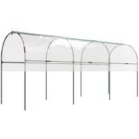 Outsunny Tunnel Tomato Greenhouse with 4 Hoops and Top Tap, Pointed Bottom and Guy Ropes, 400 x 120 x 170 cm, Clear(m-11)
