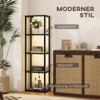 HOMCOM LED Floor Lamp with Glass Shelves, 4 Layers Dimmable Modern Standing Lamp with Foot Switch for Living Room, Bedroom, Office, Black(m-8)