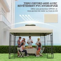 Outsunny 3 x 3 m Gazebo Canopy Replacement — 2-Tier, UPF30+, Drainage Holes, Cream(m-6)