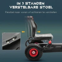 HOMCOM Kinder-Gokart met pedalen, verstelbare zitting, voor binnen en buiten, vanaf 5 jaar, rood+zwart, 121 x 58 x 61 cm(m-4)