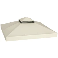 Outsunny 3 x 3 m Gazebo Canopy Replacement — 2-Tier, UPF30+, Drainage Holes, Cream(m-10)