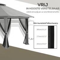 Outsunny Tuinpaviljoen 4x4 met Ventilatiedak, Snelle Montage en 4 Gaaswanden, Donkergrijs(m-6)