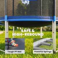 SPORTNOW Trambulină Elastică pentru Adulți Ø244cm, Covor Elastic pentru Adulți cu Plasă de Protecție, Scară cu 2 Trepte, Protecție pentru Arcuri, Structură din Oțel, Capacitate 100kg, Albastru(m-6)