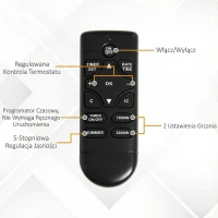 HOMCOM Elektryczny kominek, 2 poziomy mocy, pilot, timer, realistyczny efekt płomienia, czarno-biały(m-6)