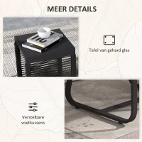 Outsunny 3-delige Bistroset Balkonset Terrasset, weerbestendig, modern design, 53 cm x 57 cm x 77 cm, Zwart + Grijs(m-7)