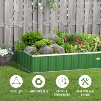 Outsunny Modular Garden Raised Bed, Tool-Free Assembly, Gloves Included 174 x 90 x 30 cm Galvanized Steel, Green(m-7)