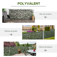Outsunny Artificial leaf hedge wall privacy screen 2 panels adjustable length 295 x 70 cm expandable trellis in green PE(m-7)
