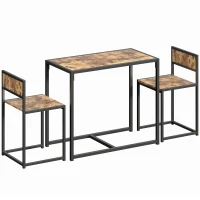 HOMCOM 3 Piece Table Stool Set - Rustic Brown(m-1)