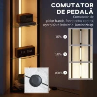 HOMCOM Lampă de Podea cu 5 Rafturi și Lumină LED, 3 Niveluri de Luminozitate și Comutator Pedală, Negru(m-6)