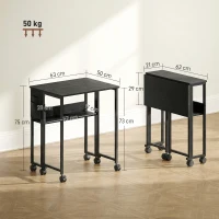 HOMCOM 63 cm Drop Leaf Writing Work Desk - Black(m-3)