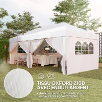 Outsunny Outdoor garden canopy foldable 3 x 6 m with 6 side walls, carry bag included, white(m-5)